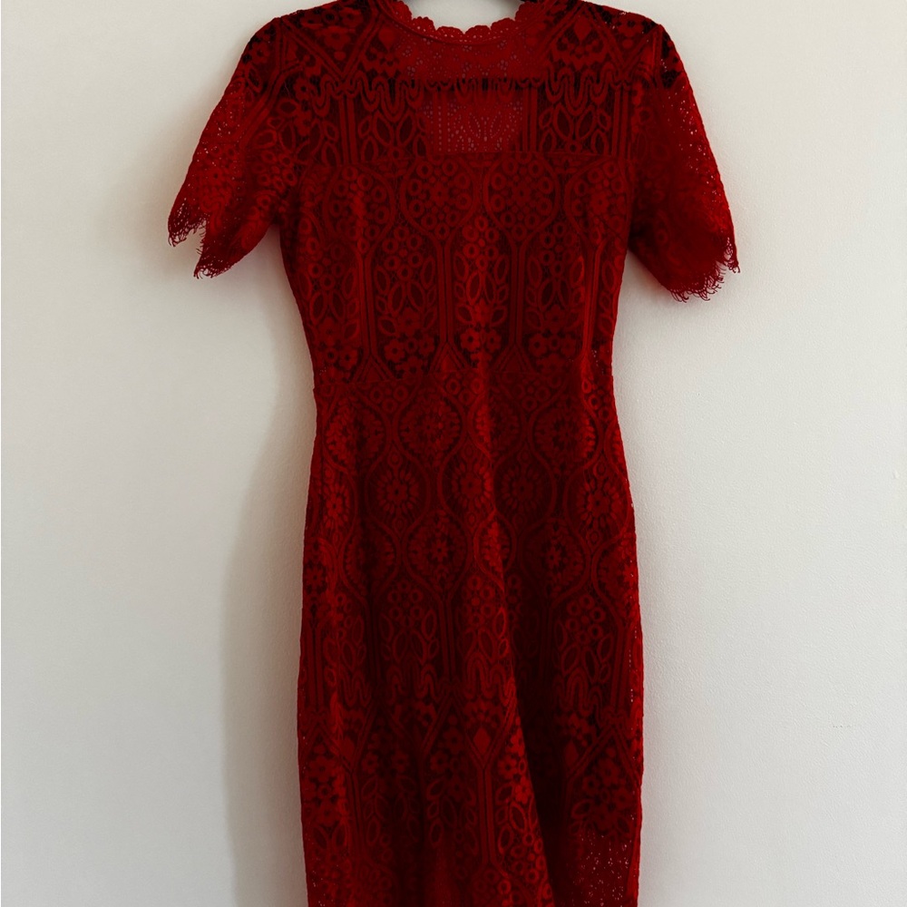 Lulu's Red Flutter Sleeve Sheath Dress